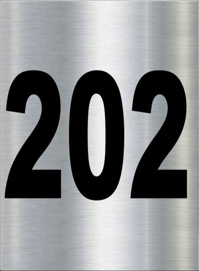 RL Digital Units Number Plate 202 Room, Hotel, Hospital, Lodge,Apartment, Flat,Door No,College, Library, Rack Numbers Warehouse, Steel Brushed Type Color Steel Plate with PVC Waterproof Black Sticker - Image 1